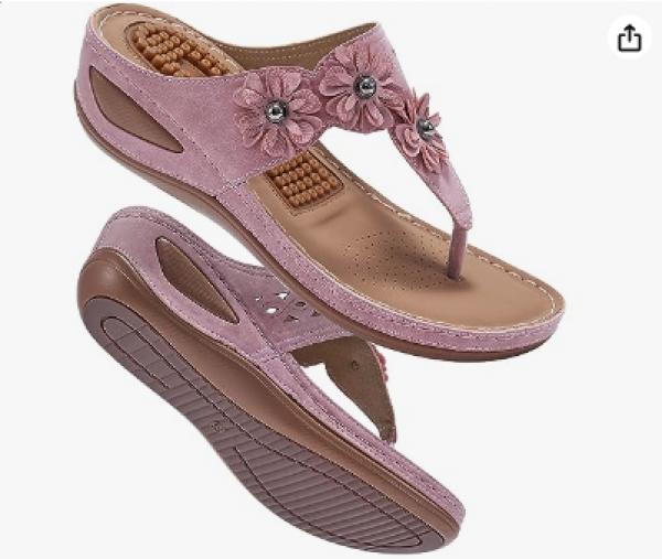 Vtshoes Wedge Sandals for Women Summer Dressy: Comfortable Cushion Footbed Platform Flip Flops - Adjustable Hook Loop Wedges Orthopedic Shoes