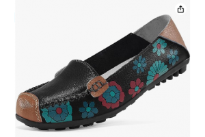 Vtshoes Womens Comfortable Loafers Floral Print Flats Casual Driving Loafer Slip on Walking Dress Shoes for Women